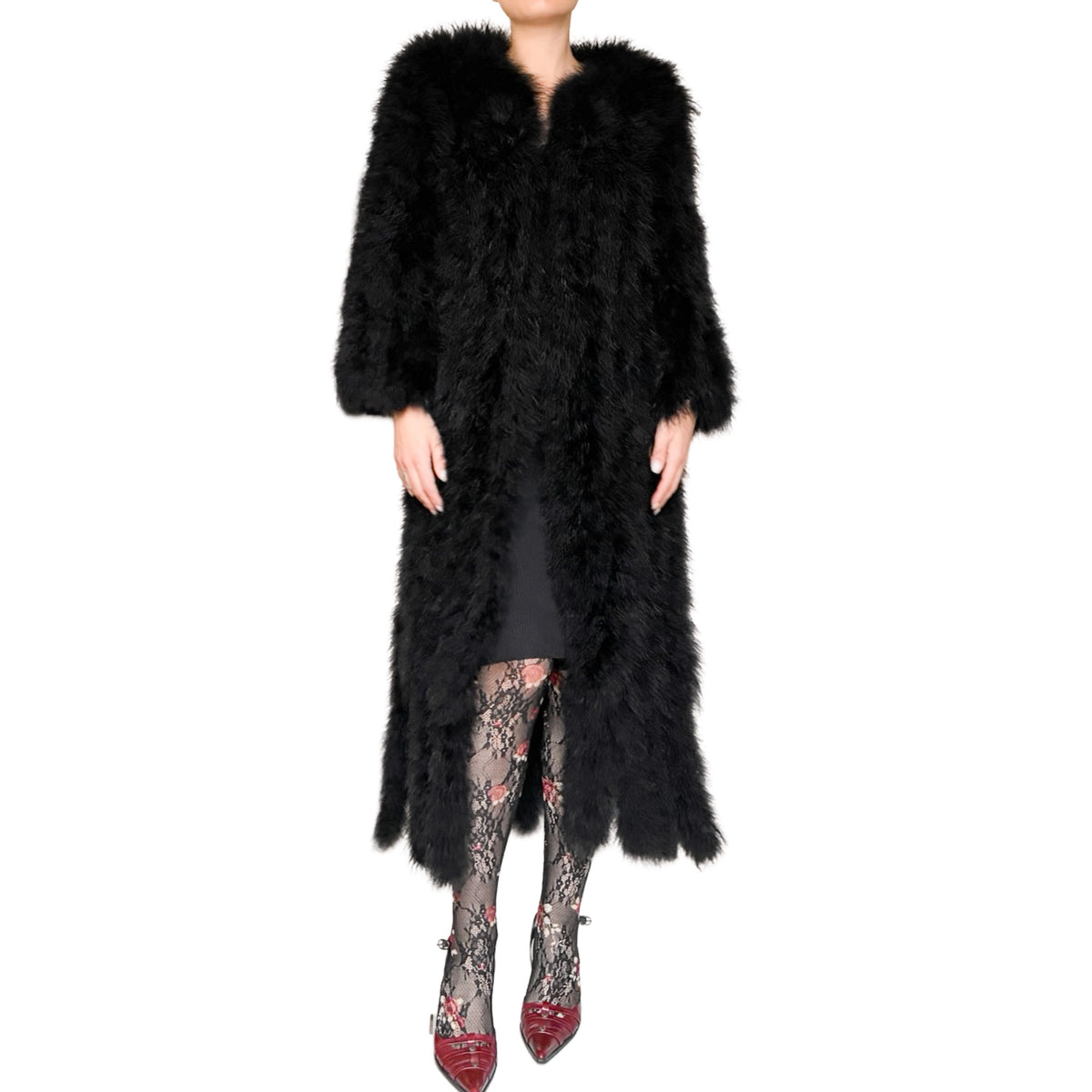 English 1990s Nightbird Marabou Feather Maxi Coat