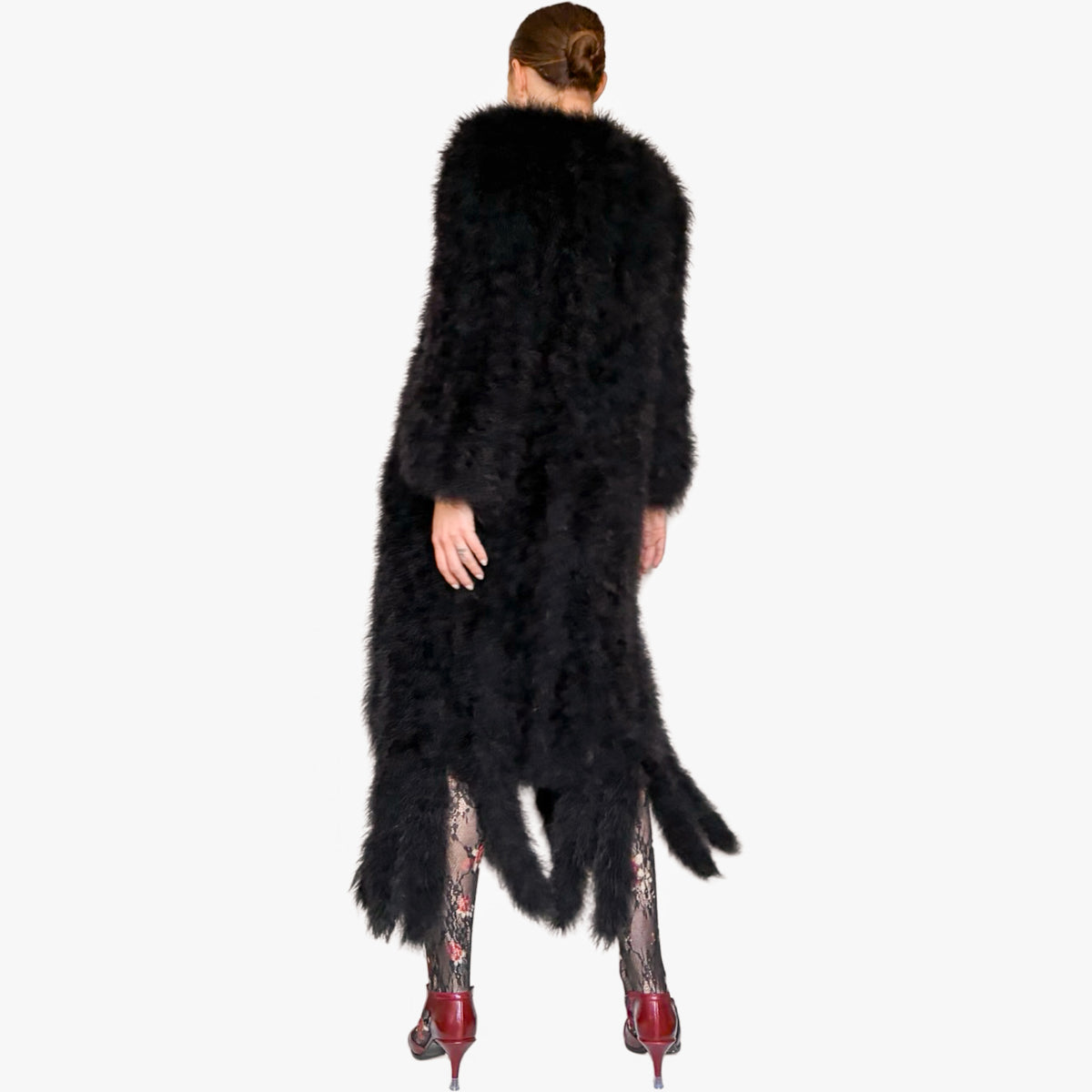 English 1990s Nightbird Marabou Feather Maxi Coat