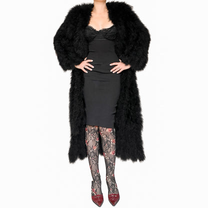 English 1990s Nightbird Marabou Feather Maxi Coat
