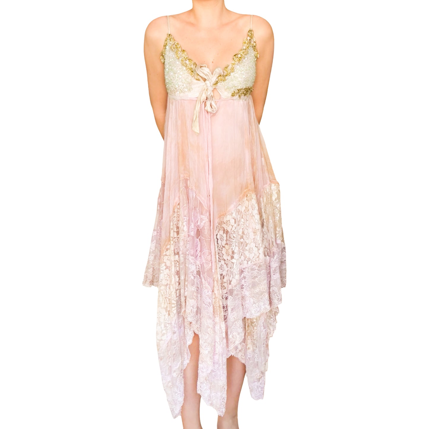 Italian VTG  Boho Tie-Dye Sequin Fairy Dress