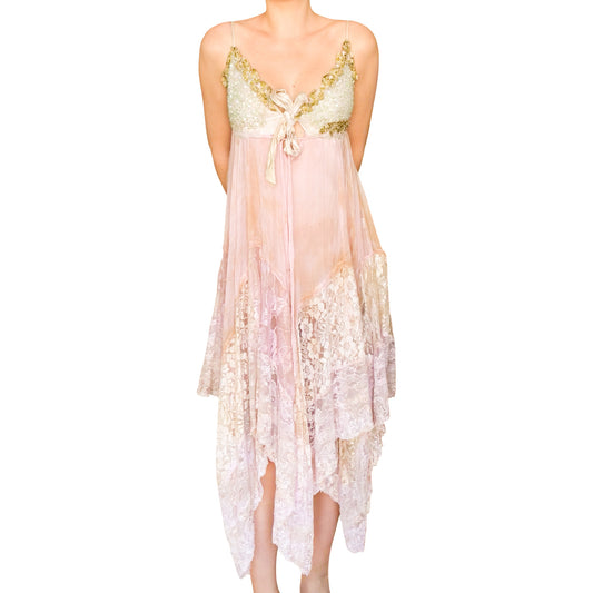 Italian VTG  Boho Tie-Dye Sequin Fairy Dress