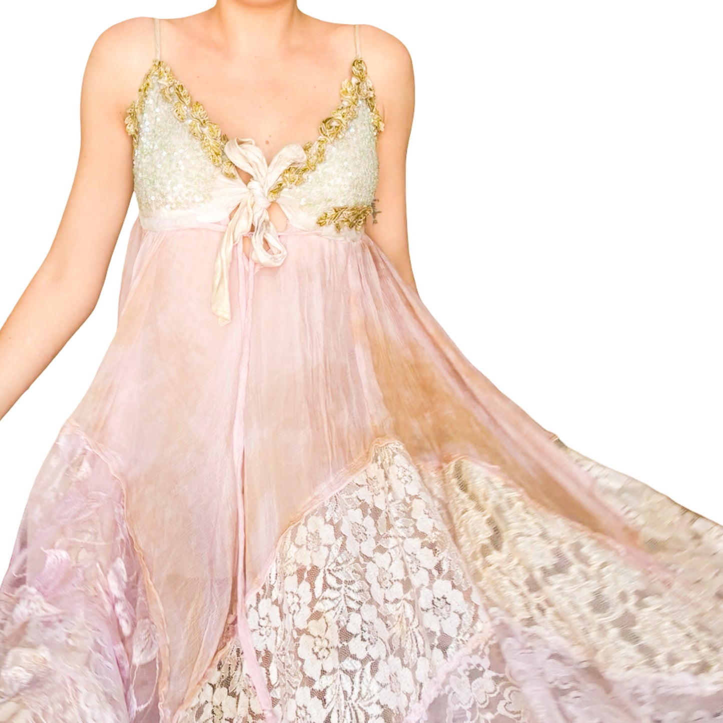 Italian VTG  Boho Tie-Dye Sequin Fairy Dress