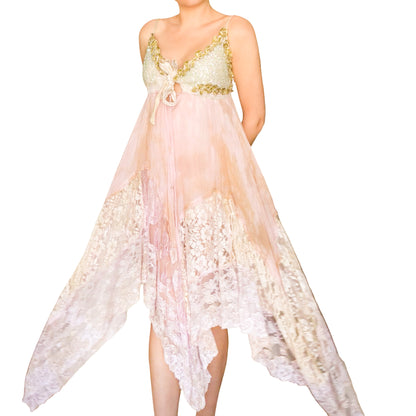 Italian VTG  Boho Tie-Dye Sequin Fairy Dress