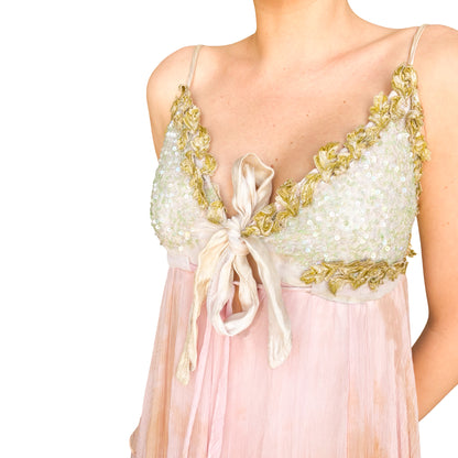 Italian VTG  Boho Tie-Dye Sequin Fairy Dress
