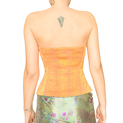 Christian Lacroix 90s Golden Scale Damask Bustier