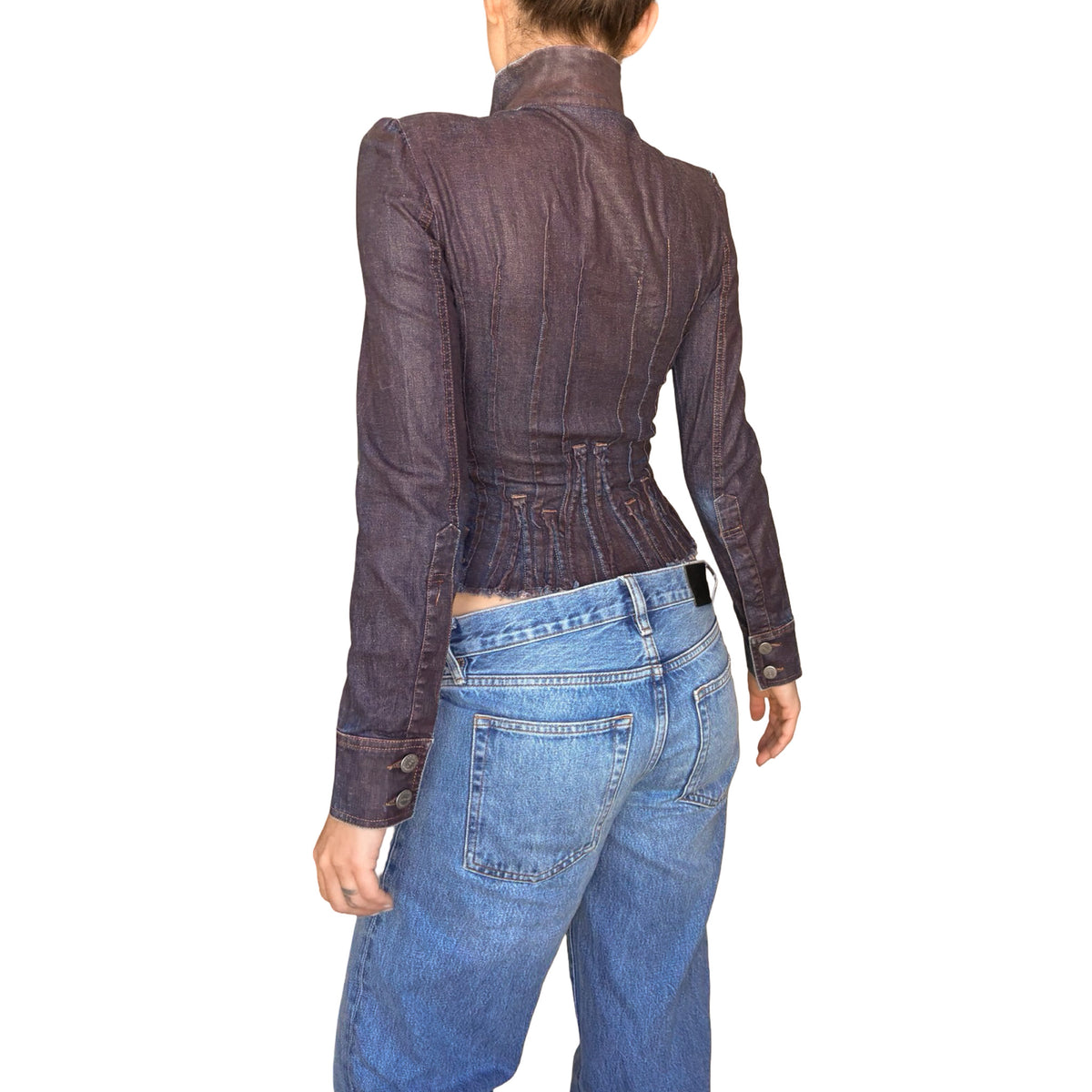 Christian Lacroix VTG corset waxed denim jacket