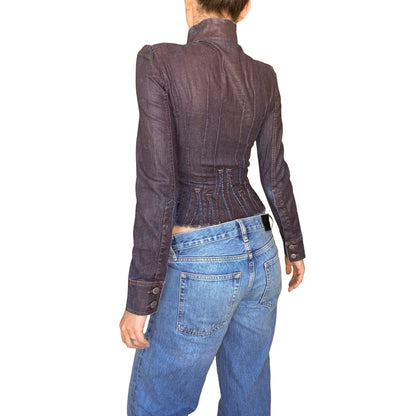Christian Lacroix VTG corset waxed denim jacket
