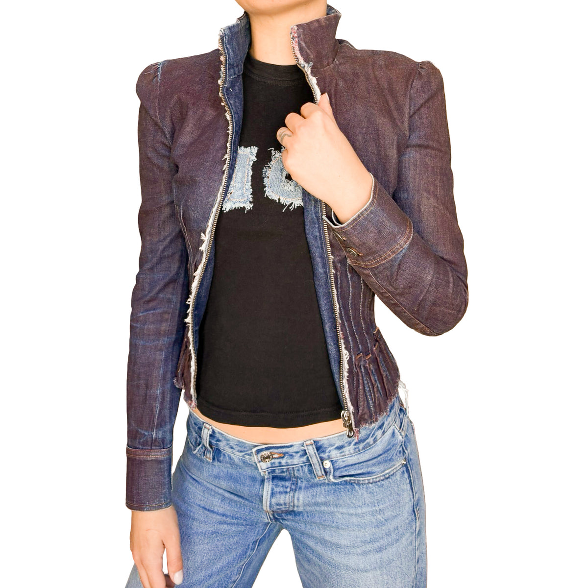 Christian Lacroix VTG corset waxed denim jacket