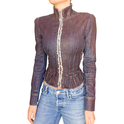 Christian Lacroix VTG corset waxed denim jacket