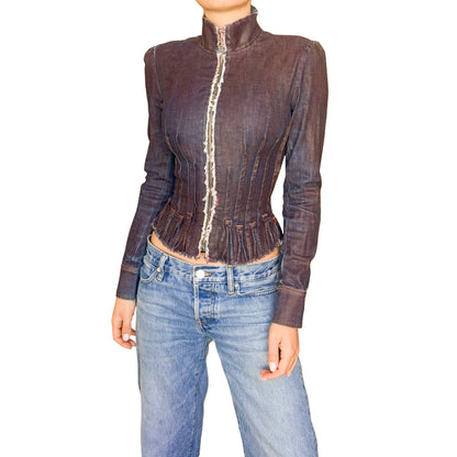 Christian Lacroix VTG corset waxed denim jacket