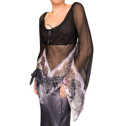 Italian Designer 90s Whimsical Silk Blouse