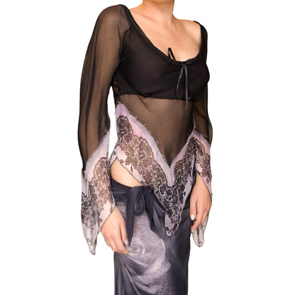 Italian Designer 90s Whimsical Silk Blouse