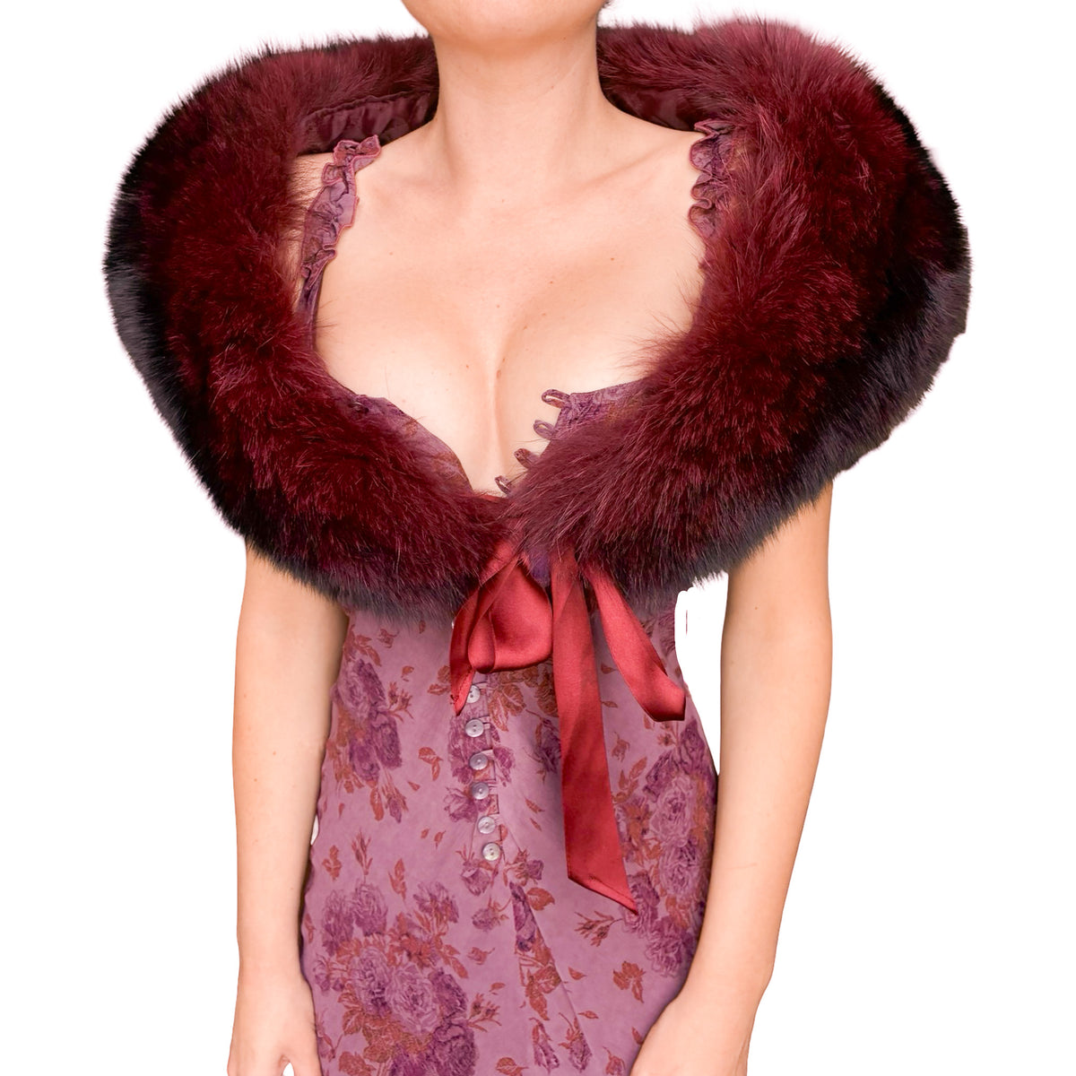 Vintage Mulled Wine Fox Fur Stole