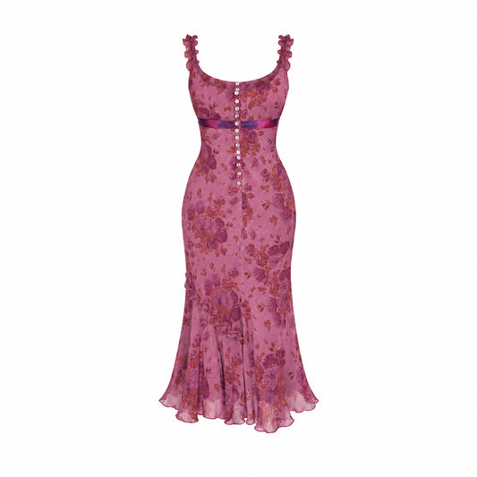 Corinne Sarrut VTG Wine & Withered Roses Dress