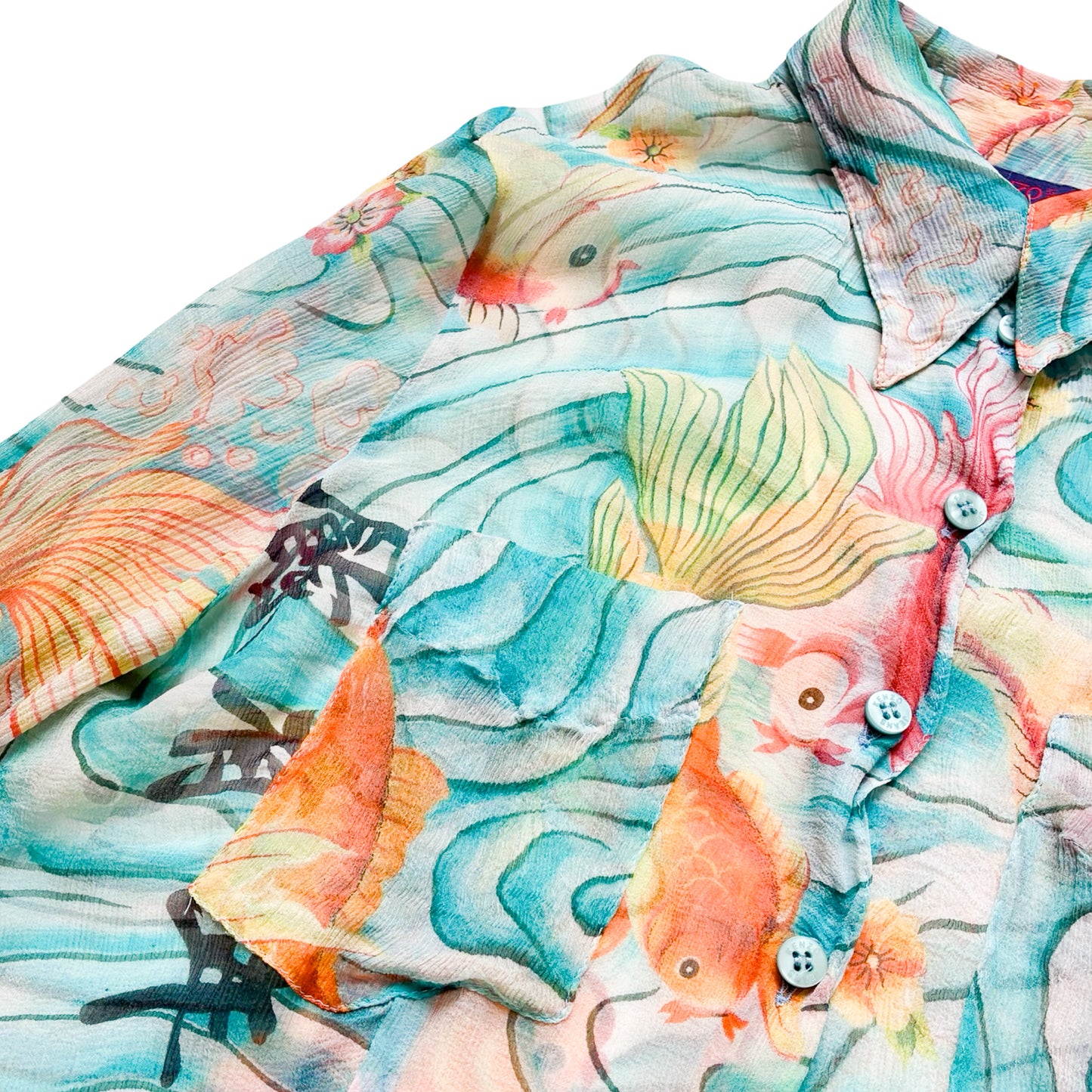 Kenzo Early 2000s Koi & Blessings Silk Shirt