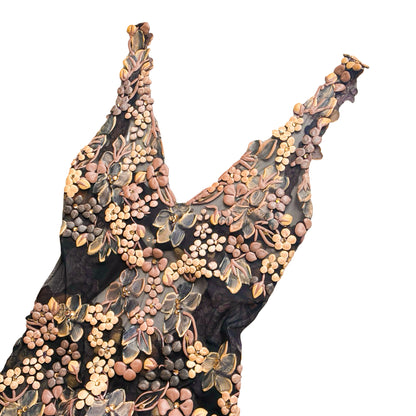 Ema Savahl Couture 2000 3D Floral Garden Maxi Gown