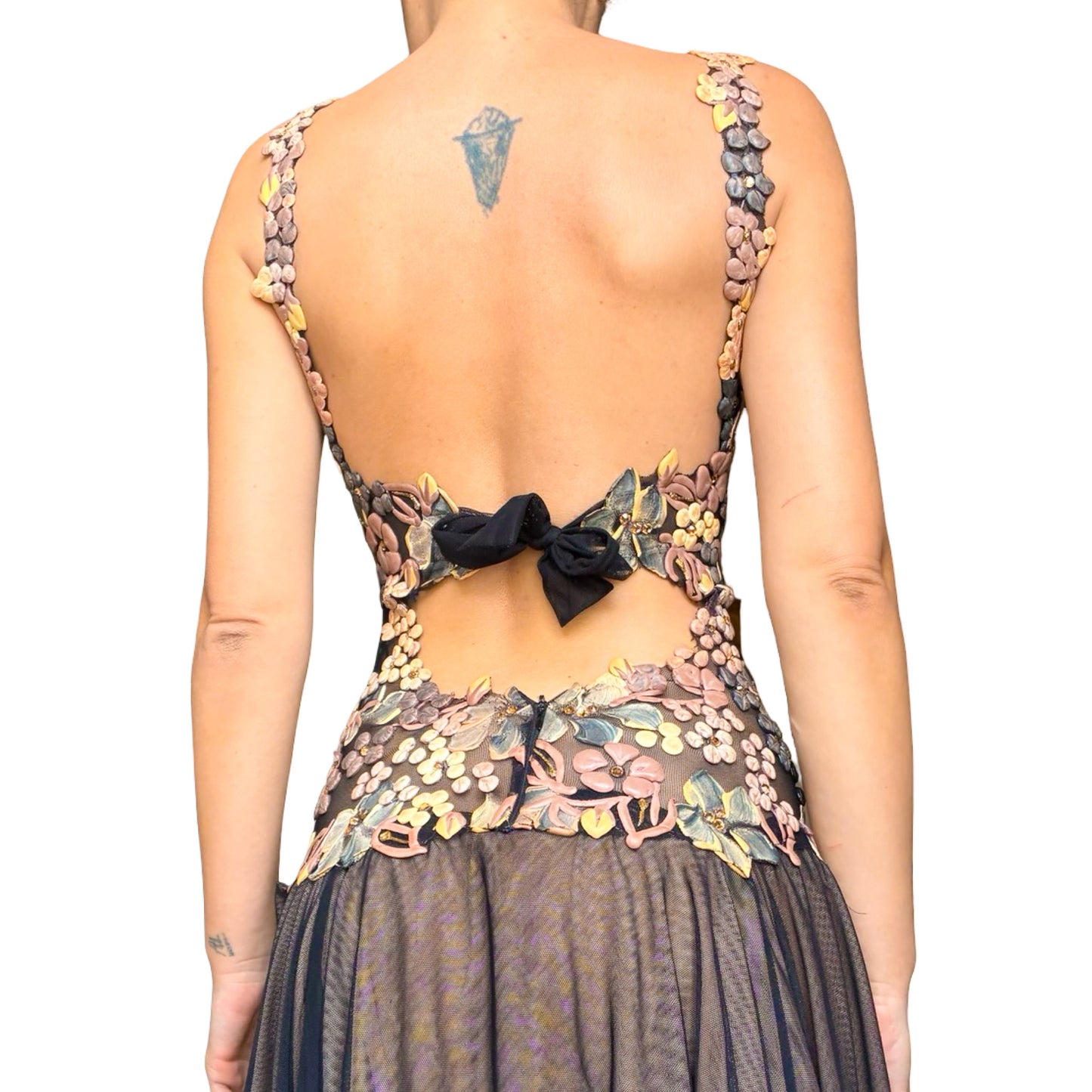 Ema Savahl Couture 2000 3D Floral Garden Maxi Gown