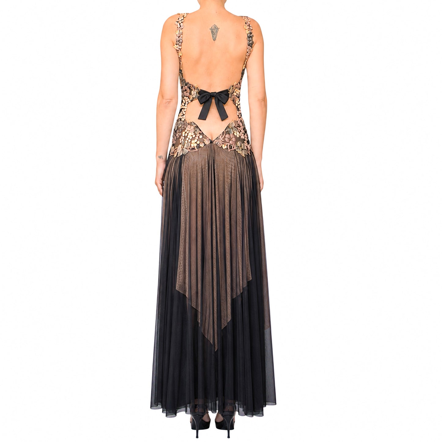 Ema Savahl Couture 2000 3D Floral Garden Maxi Gown