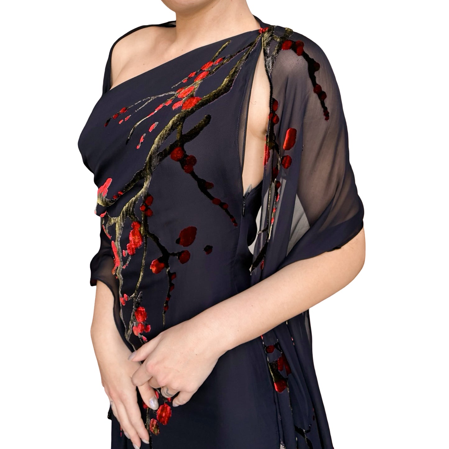 Emanuel Ungaro 2001 Devoré Silk Cherry Blossom Masterpiece - runway