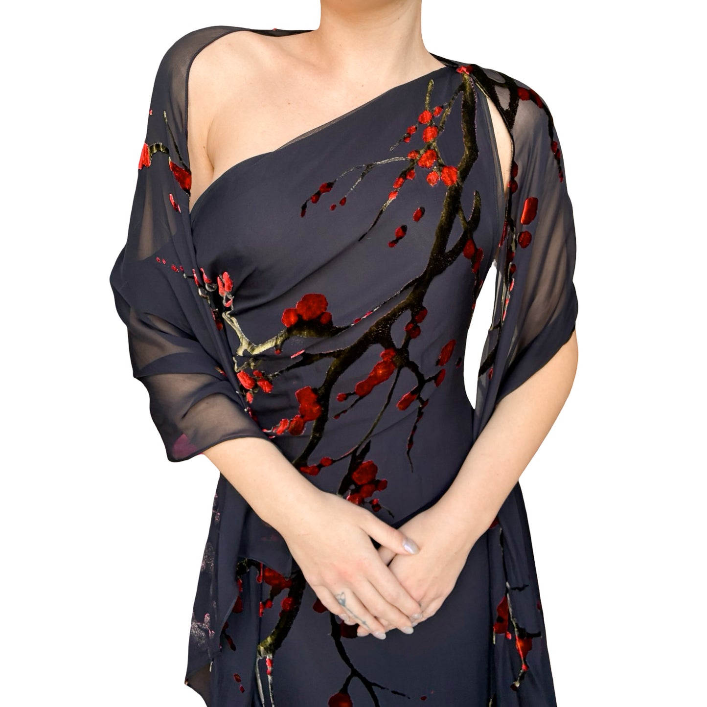 Emanuel Ungaro 2001 Devoré Silk Cherry Blossom Masterpiece - runway