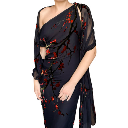 Emanuel Ungaro 2001 Devoré Silk Cherry Blossom Masterpiece - runway