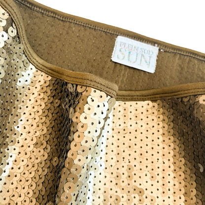 Plein Sud 1996 Gold Sequin Silk Mini Skirt - documented