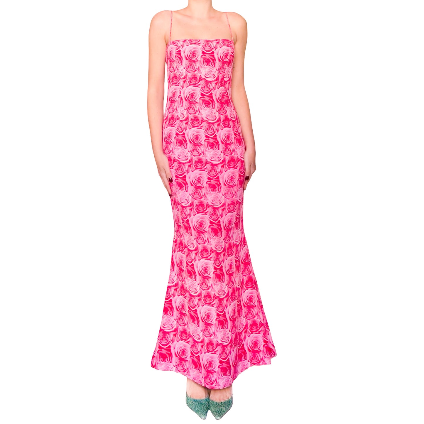 Escada 2000 Pink Roses Silk Gown - Runway