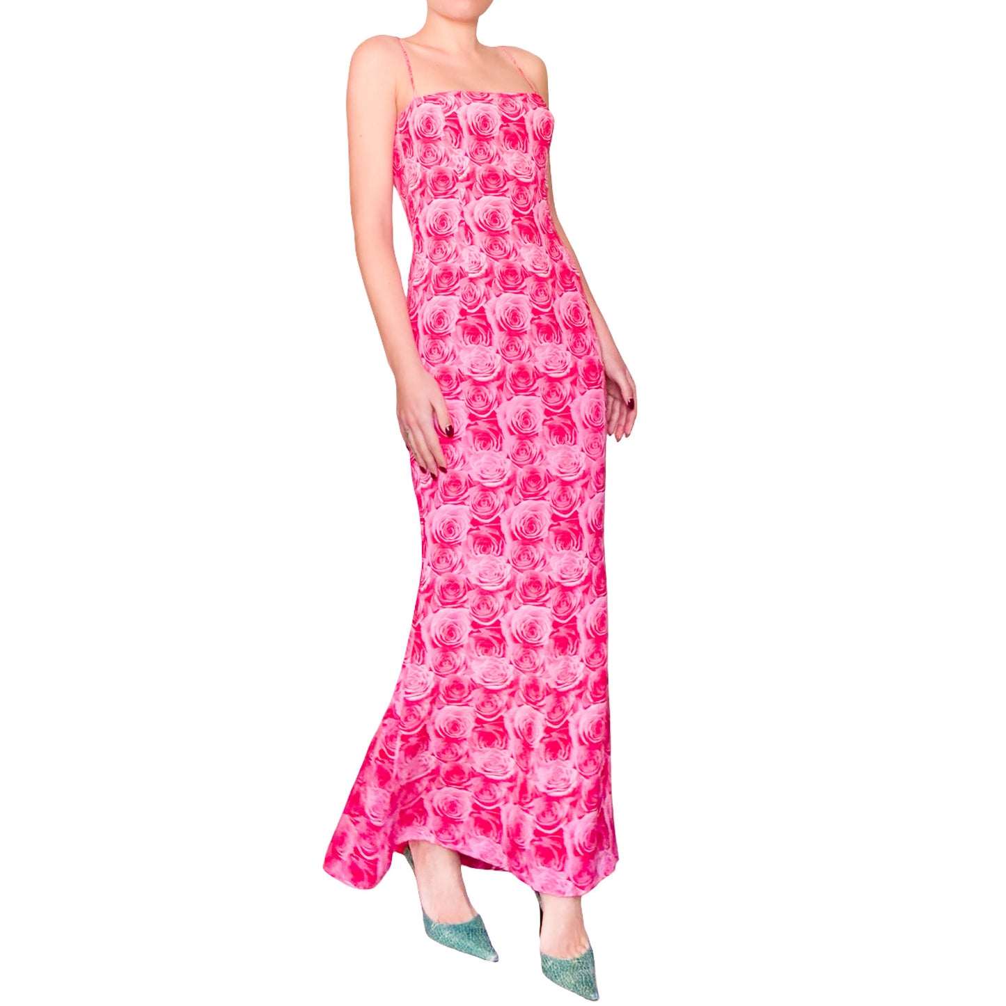 Escada 2000 Pink Roses Silk Gown - Runway
