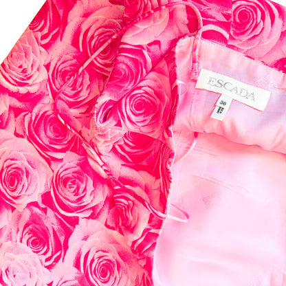 Escada 2000 Pink Roses Silk Gown - Runway