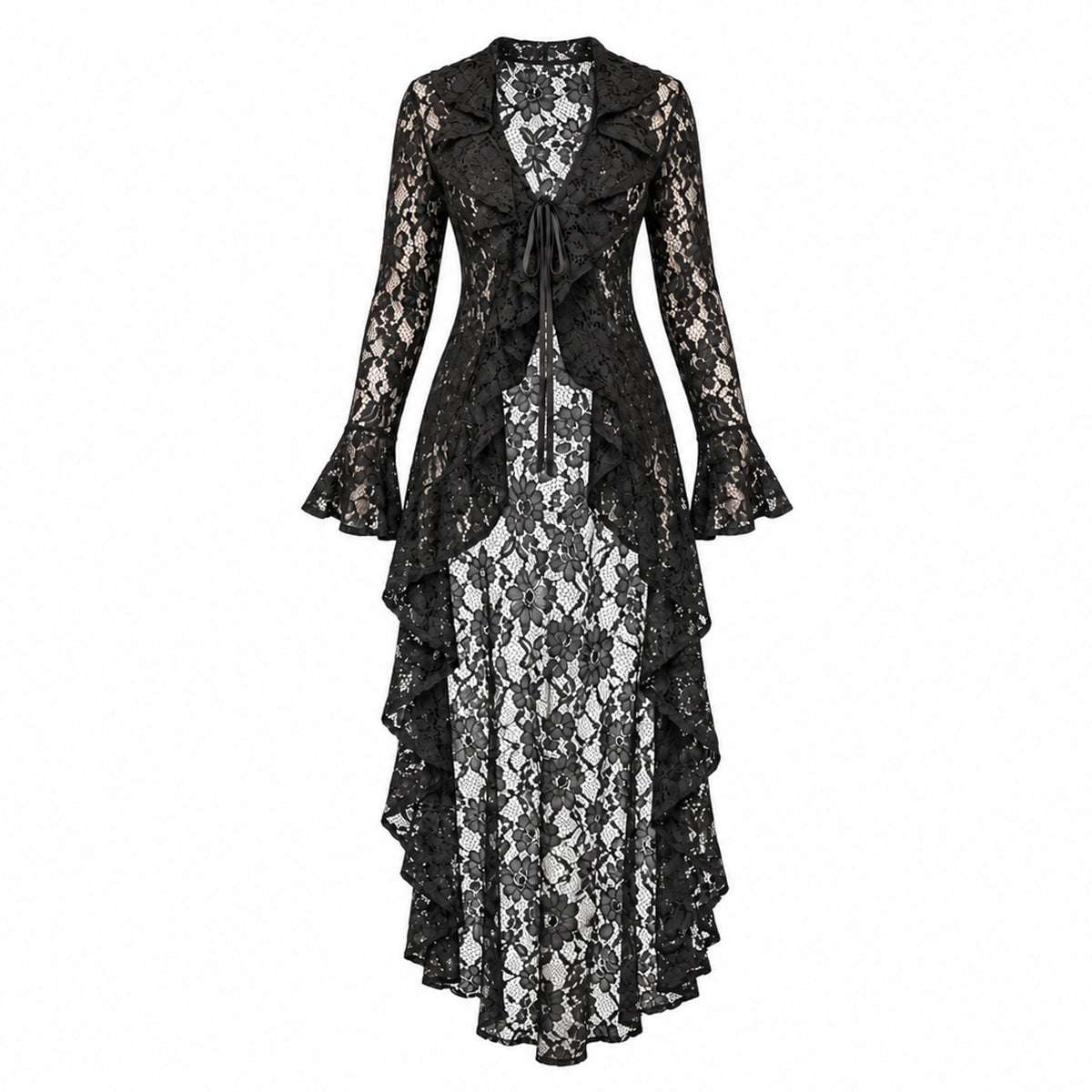 90's Italian Sheer Floral Lace Maxi Trench