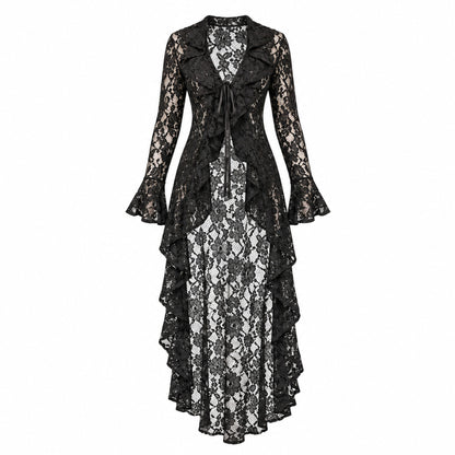 90's Italian Sheer Floral Lace Maxi Trench
