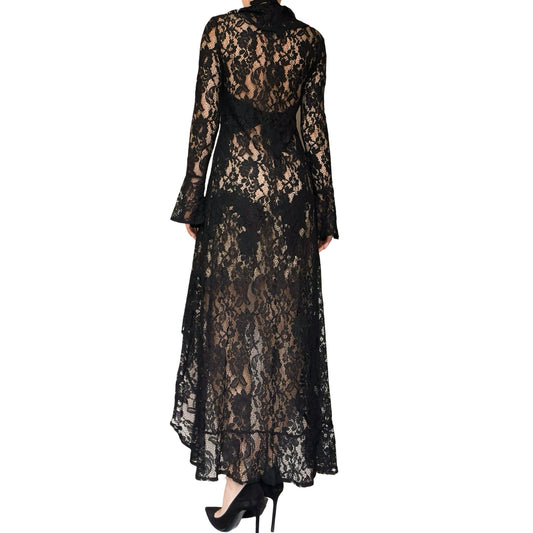 90's Italian Sheer Floral Lace Maxi Trench