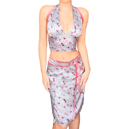 French Designer 1990's silk reversible set