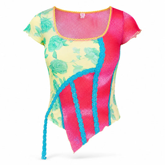 Guess VTG Patchwork Mesh Top