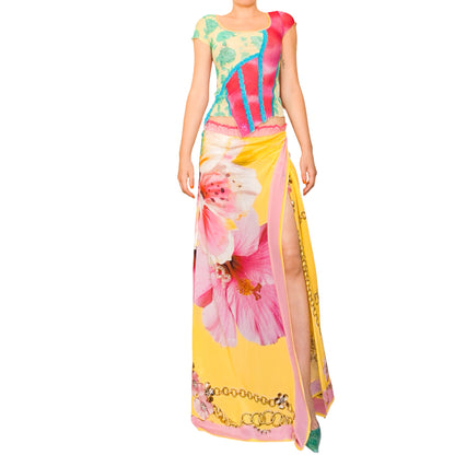 Italian Y2K Silk Hibiscus Luxurious Versatile Piece