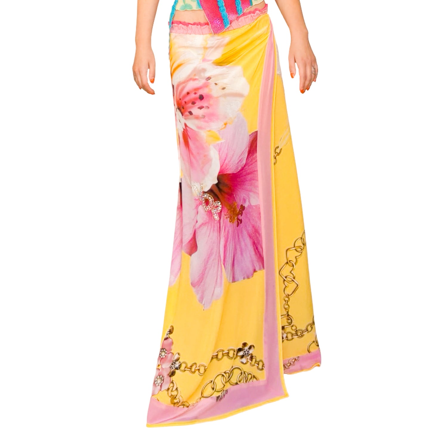 Italian Y2K Silk Hibiscus Luxurious Versatile Piece