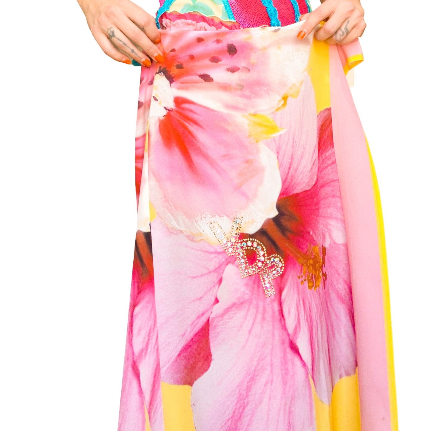 Italian Y2K Silk Hibiscus Luxurious Versatile Piece