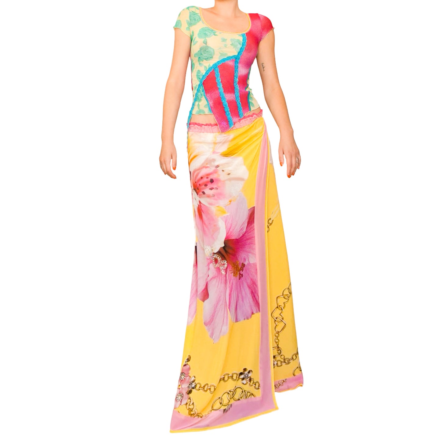 Italian Y2K Silk Hibiscus Luxurious Versatile Piece