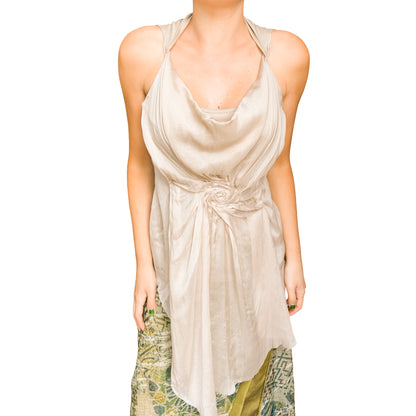 Italian Designer Silk Rosette Tunic
