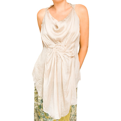 Italian Designer Silk Rosette Tunic