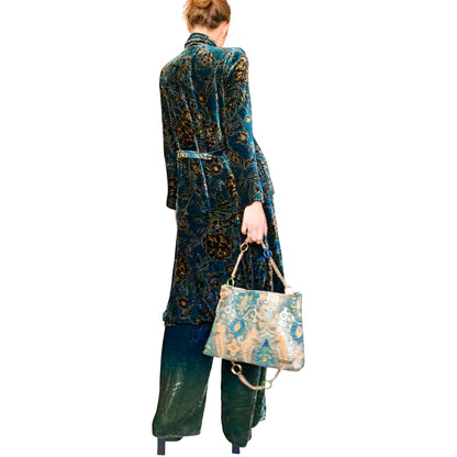 Italian Designer Silk Velvet Robe & Trouser Set