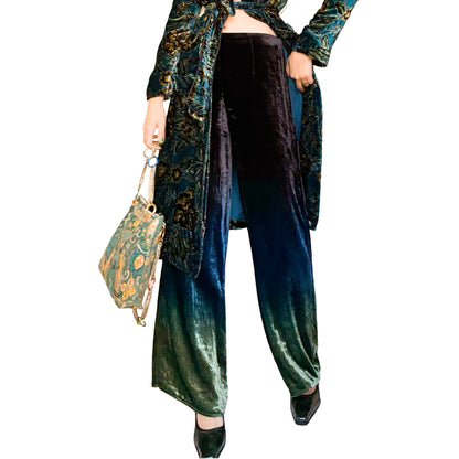 Italian Designer Silk Velvet Robe & Trouser Set