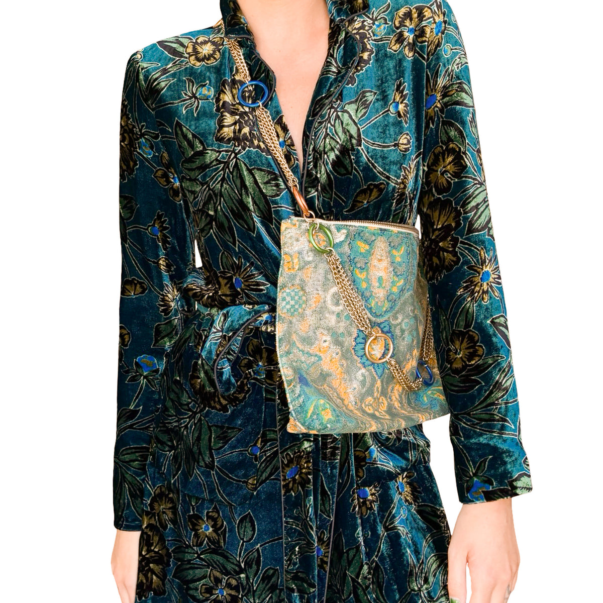 Italian Designer Silk Velvet Robe & Trouser Set
