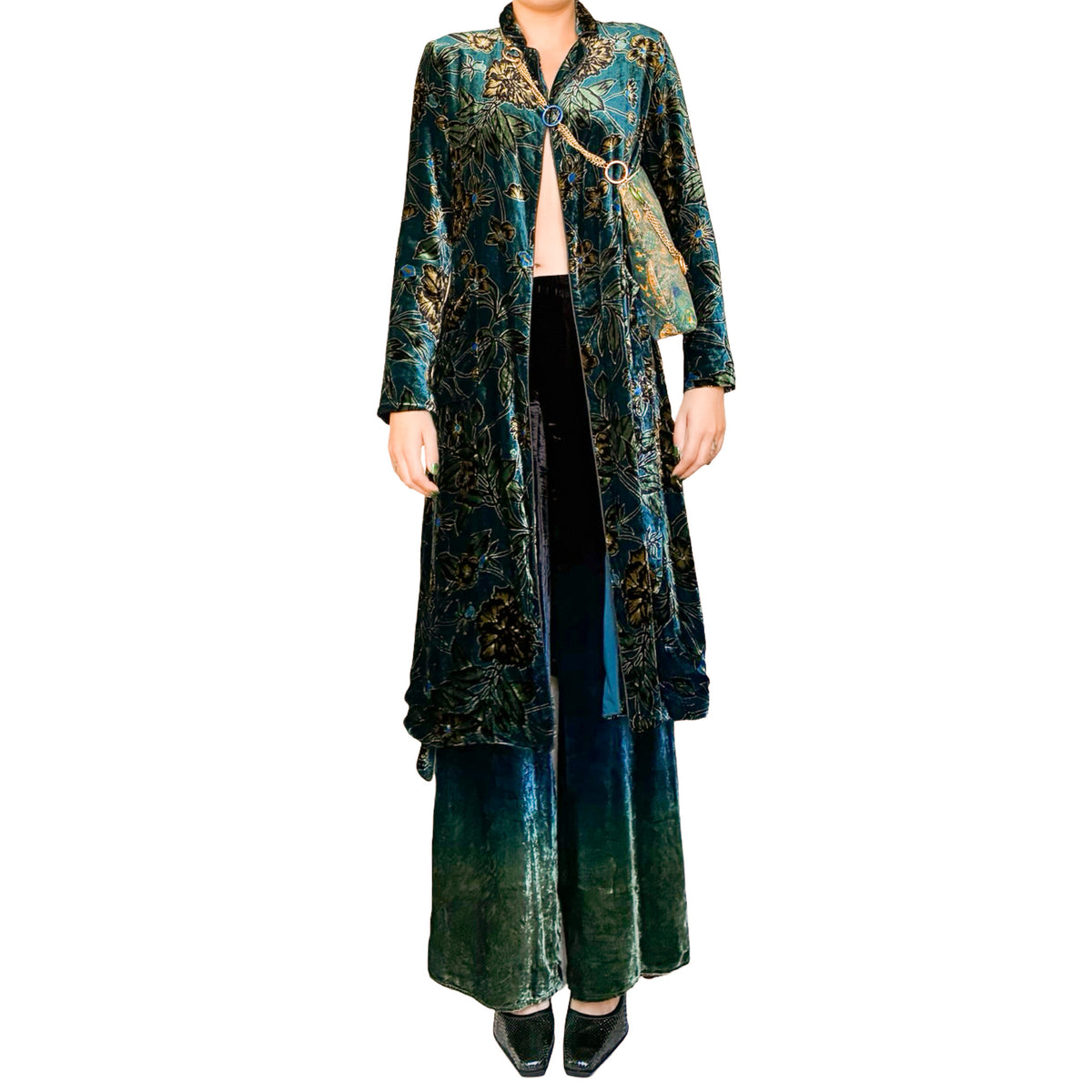 Italian Designer Silk Velvet Robe & Trouser Set