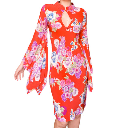 Italian Luxury Designer 90s Silk Cheongsam Dress