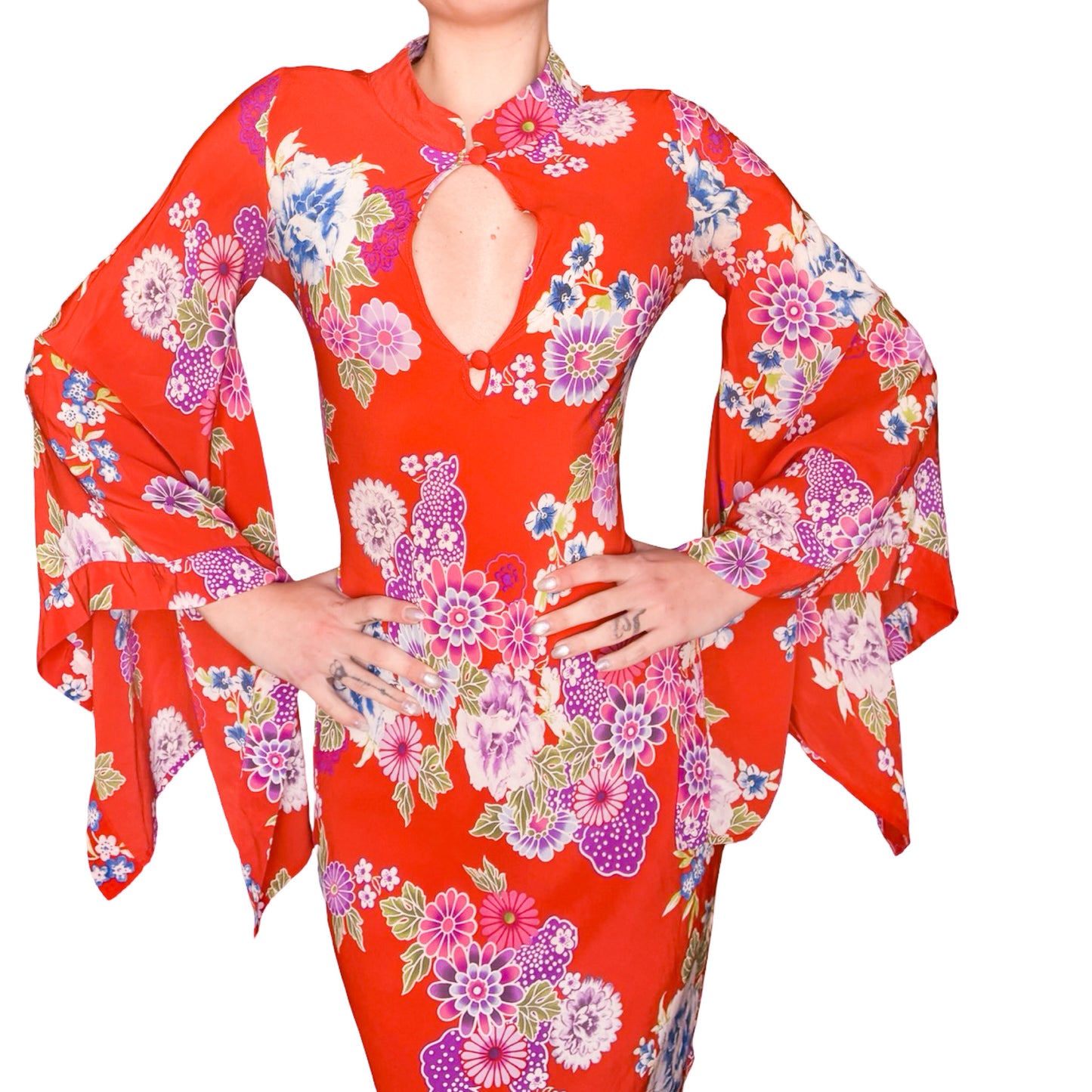 Italian Luxury Designer 90s Silk Cheongsam Dress