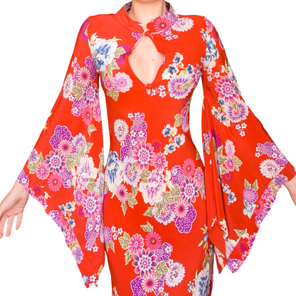 Italian Luxury Designer 90s Silk Cheongsam Dress