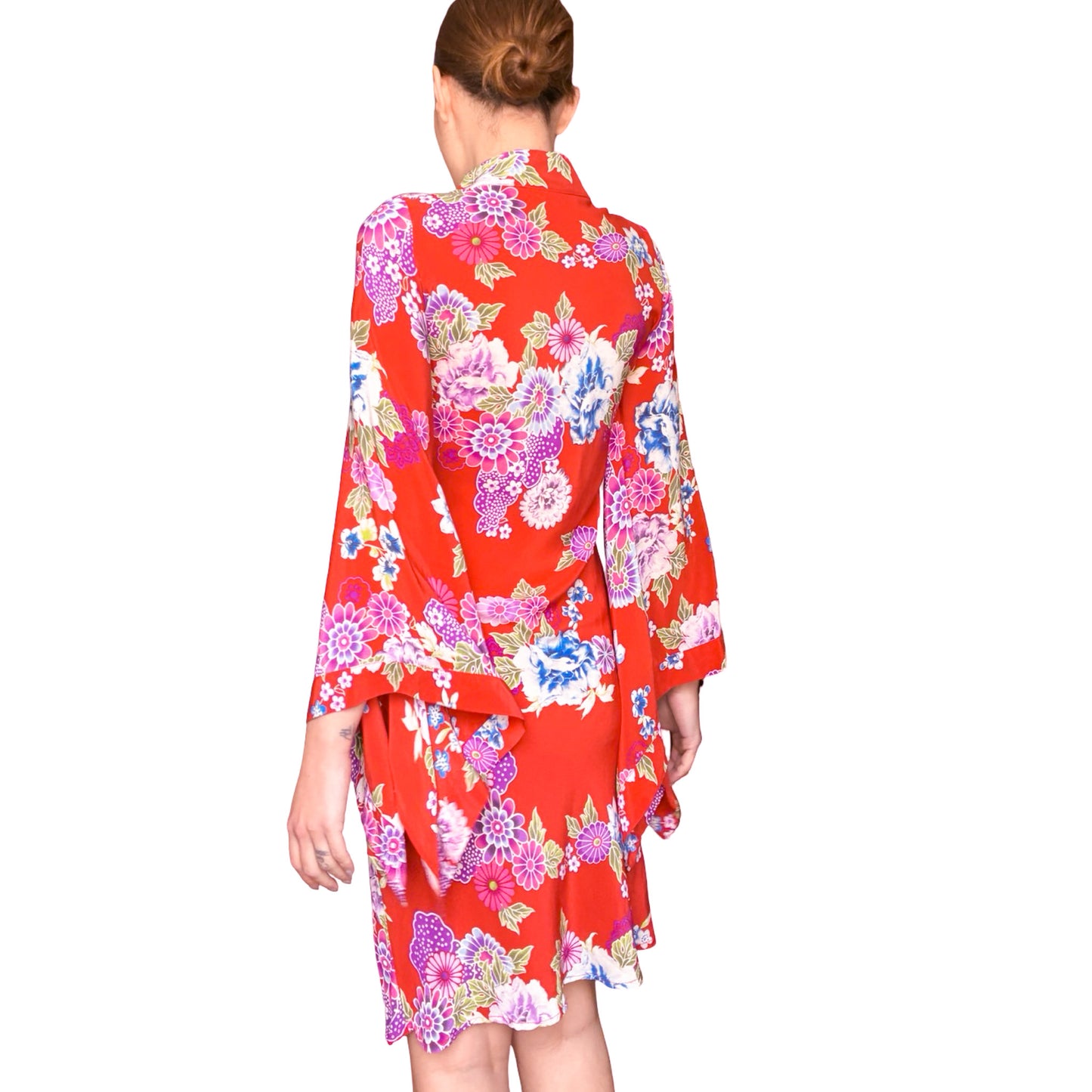 Italian Luxury Designer 90s Silk Cheongsam Dress