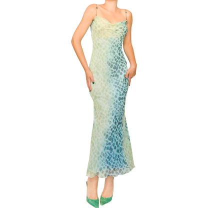 Italian Designer 90s Aqua Chain Strap Maxi