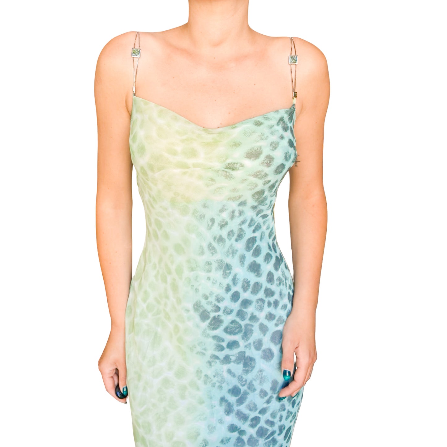 Italian Designer 90s Aqua Chain Strap Maxi
